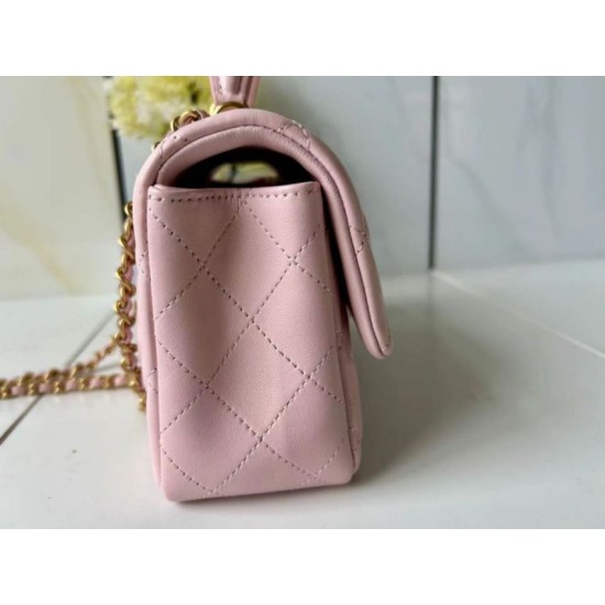 Replica Chanel 25SS Mini Flap Vintage Bag With Top Handle AS2431 Pink Clone