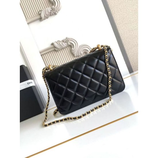 Replica Chanel 25A Mini / Small Flap Bag with Gold Charm Chain AS2649 AS2615 Black Clone