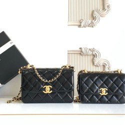 Replica Chanel 25A Mini / Small Flap Bag with Gold Charm Chain AS2649 AS2615 Black Clone