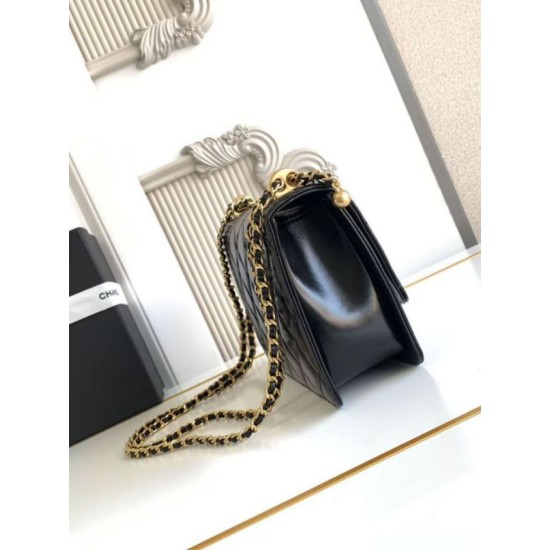 Replica Chanel 25A Mini / Small Flap Bag with Gold Charm Chain AS2649 AS2615 Black Clone