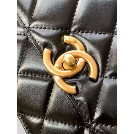 Replica Chanel 25A Mini / Small Flap Bag with Gold Charm Chain AS2649 AS2615 Black Clone