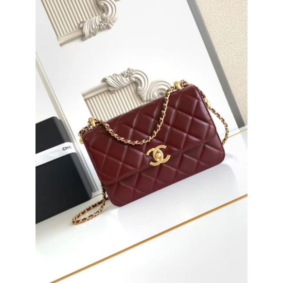 Replica Chanel 25A Mini / Small Flap Bag with Gold Charm Chain AS2649 AS2615 Burgundy Clone
