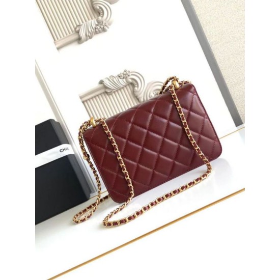 Replica Chanel 25A Mini / Small Flap Bag with Gold Charm Chain AS2649 AS2615 Burgundy Clone
