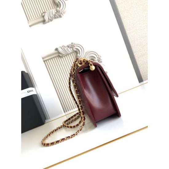 Replica Chanel 25A Mini / Small Flap Bag with Gold Charm Chain AS2649 AS2615 Burgundy Clone