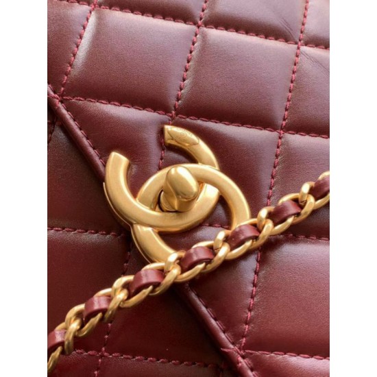 Replica Chanel 25A Mini / Small Flap Bag with Gold Charm Chain AS2649 AS2615 Burgundy Clone