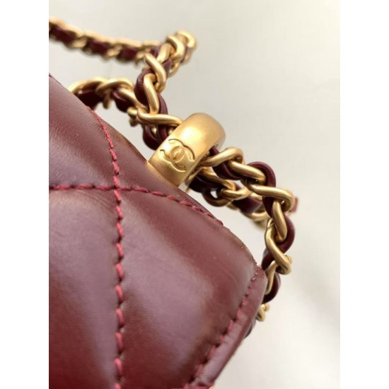 Replica Chanel 25A Mini / Small Flap Bag with Gold Charm Chain AS2649 AS2615 Burgundy Clone