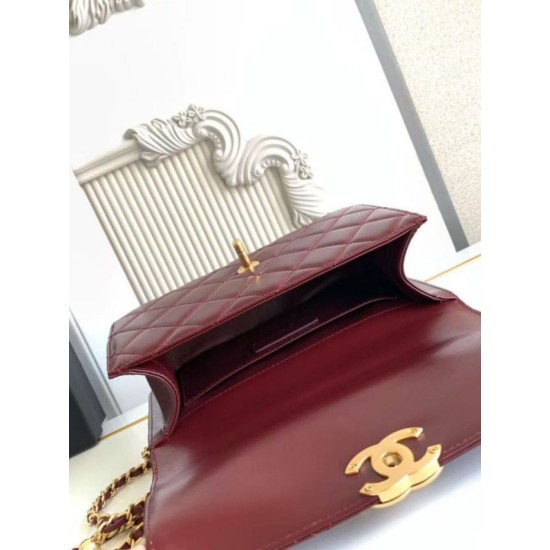 Replica Chanel 25A Mini / Small Flap Bag with Gold Charm Chain AS2649 AS2615 Burgundy Clone