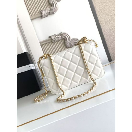 Replica Chanel 25A Mini / Small Flap Bag with Gold Charm Chain AS2649 AS2615 White Clone