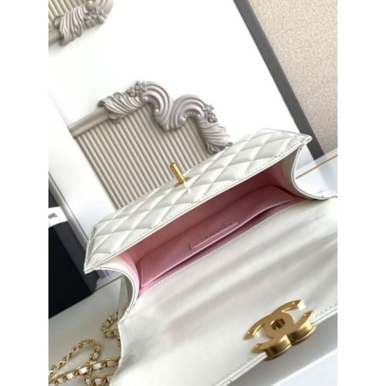Replica Chanel 25A Mini / Small Flap Bag with Gold Charm Chain AS2649 AS2615 White Clone