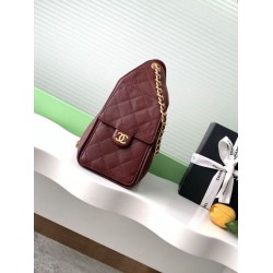 Replica Chanel 25C Large/Small Bucket Bag in Grained Calfskin AS5311 AS5293 Burgundy Clone