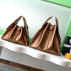 Replica Chanel 25C Large/Small Bucket Bag in Grained Calfskin AS5311 AS5293 Dark Gold Clone