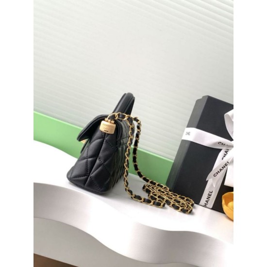 Replica Chanel 25P Mini Flap Bag With Top Handle AS5354 Black Clone
