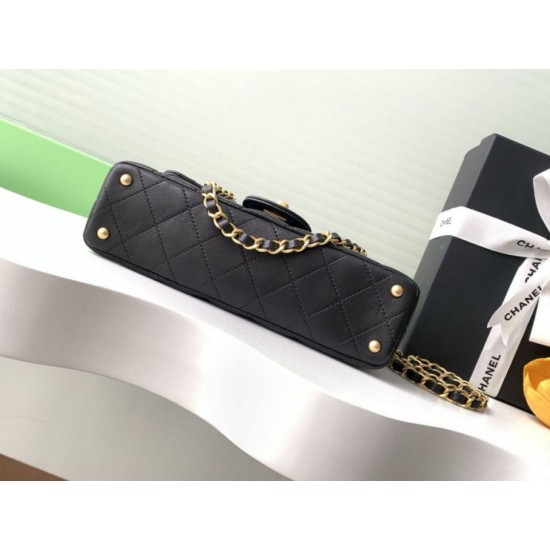 Replica Chanel 25P Mini Flap Bag With Top Handle AS5354 Black Clone