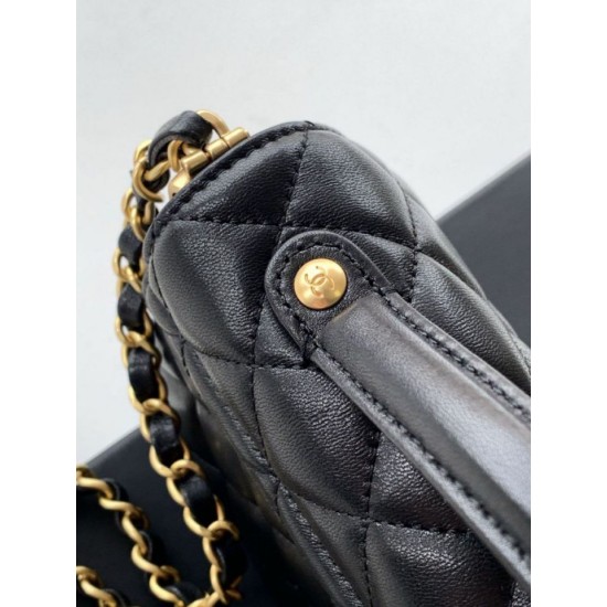 Replica Chanel 25P Mini Flap Bag With Top Handle AS5354 Black Clone