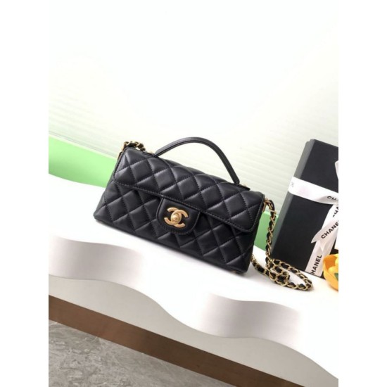 Replica Chanel 25P Mini Flap Bag With Top Handle AS5354 Black Clone