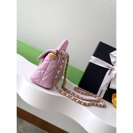 Replica Chanel 25P Mini Flap Bag With Top Handle AS5354 Beige Clone