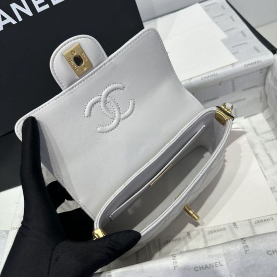 Replica Chanel 25P Small Flap Bag With Top Handle AS5355 White Clone 