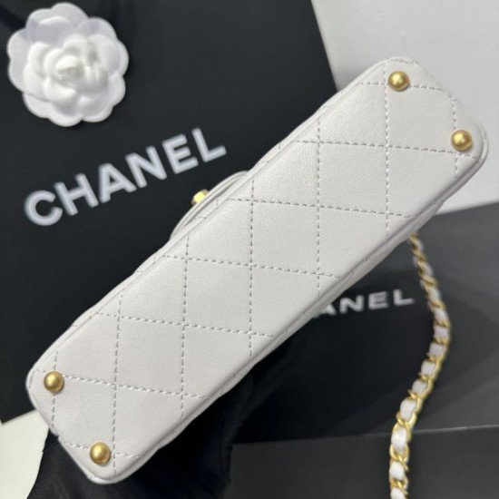 Replica Chanel 25P Small Flap Bag With Top Handle AS5355 White Clone 