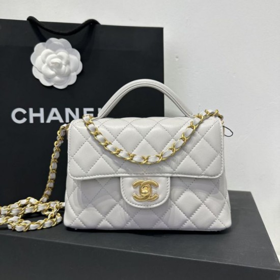 Replica Chanel 25P Small Flap Bag With Top Handle AS5355 White Clone 