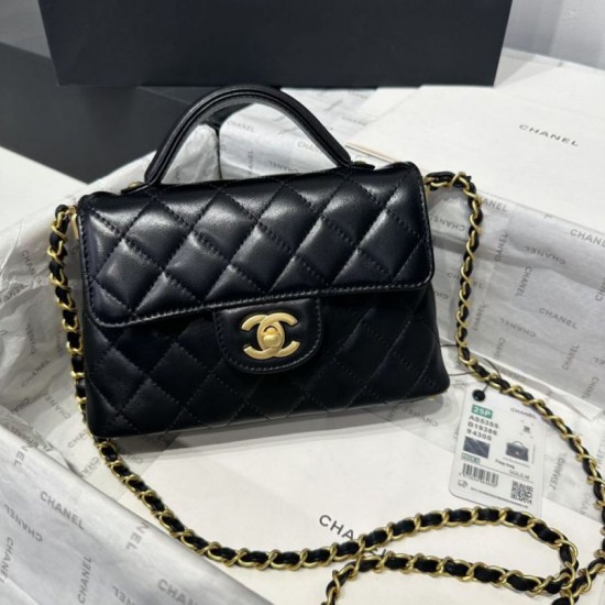 Replica Chanel 25P Small Flap Bag With Top Handle AS5355 Black Clone