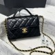 Replica Chanel 25P Small Flap Bag With Top Handle AS5355 Black Clone