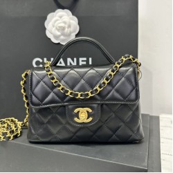 Replica Chanel 25P Small Flap Bag With Top Handle AS5355 Black Clone