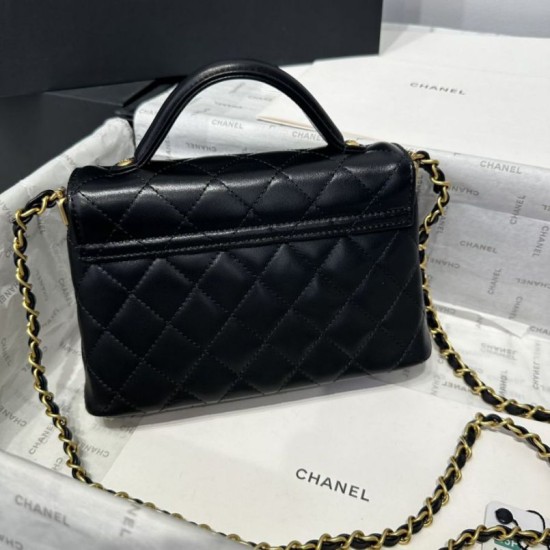 Replica Chanel 25P Small Flap Bag With Top Handle AS5355 Black Clone