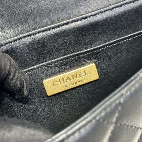Replica Chanel 25P Small Flap Bag With Top Handle AS5355 Black Clone