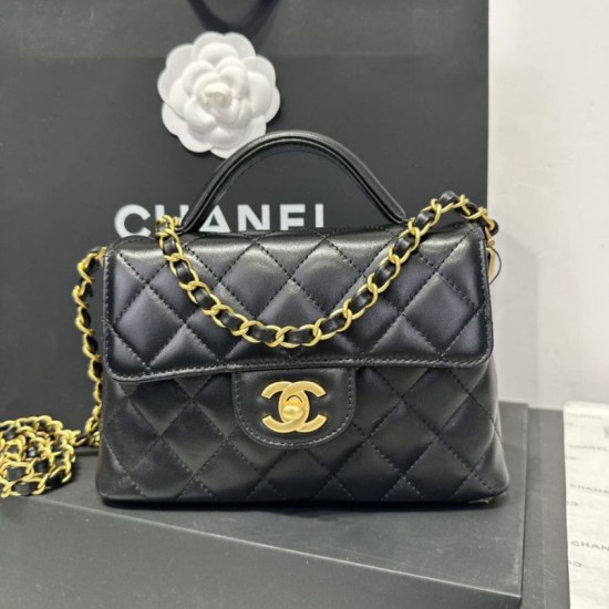 Replica Chanel 25P Small Flap Bag With Top Handle AS5355 Black Clone