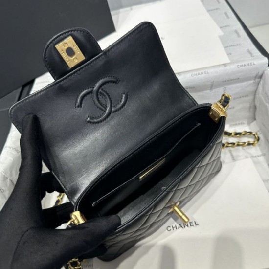 Replica Chanel 25P Small Flap Bag With Top Handle AS5355 Black Clone