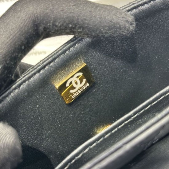 Replica Chanel 25P Small Flap Bag With Top Handle AS5355 Black Clone