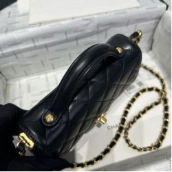 Replica Chanel 25P Small Flap Bag With Top Handle AS5355 Black Clone