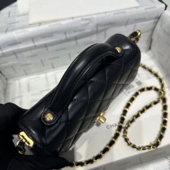Replica Chanel 25P Small Flap Bag With Top Handle AS5355 Black Clone
