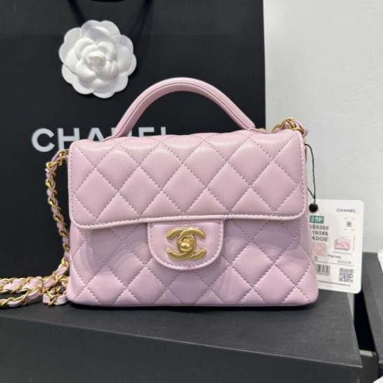 Replica Chanel 25P Small Flap Bag With Top Handle AS5355 Pink Clone