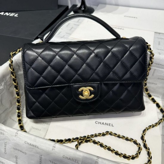 Replica Chanel 25P Flap Bag With Top Handle AS5356 Black Clone