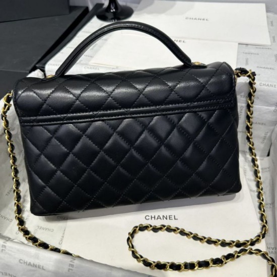 Replica Chanel 25P Flap Bag With Top Handle AS5356 Black Clone