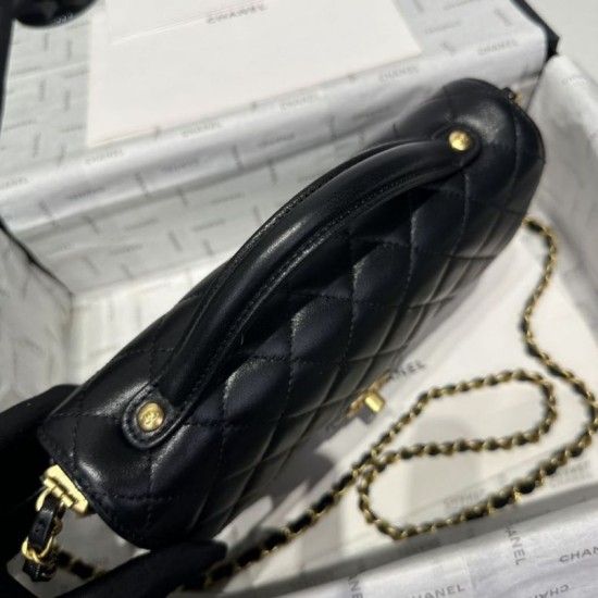 Replica Chanel 25P Flap Bag With Top Handle AS5356 Black Clone