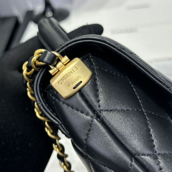 Replica Chanel 25P Flap Bag With Top Handle AS5356 Black Clone