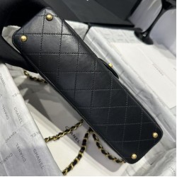 Replica Chanel 25P Flap Bag With Top Handle AS5356 Black Clone