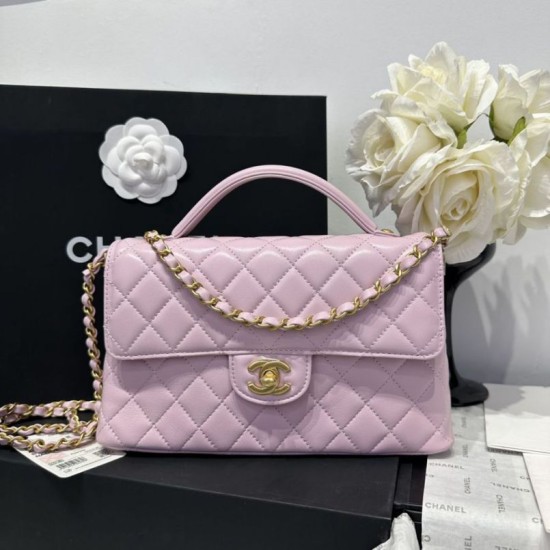 Replica Chanel 25P Flap Bag With Top Handle AS5356 Pink Clone