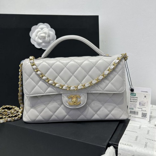 Replica Chanel 25P Flap Bag With Top Handle AS5356 Beige Clone