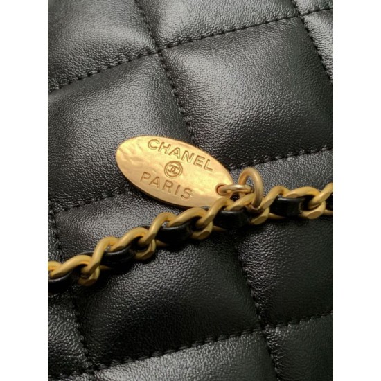 Replica Chanel 25S Hobo Handbag AS5528 Gold-Tone Metal Black Clone