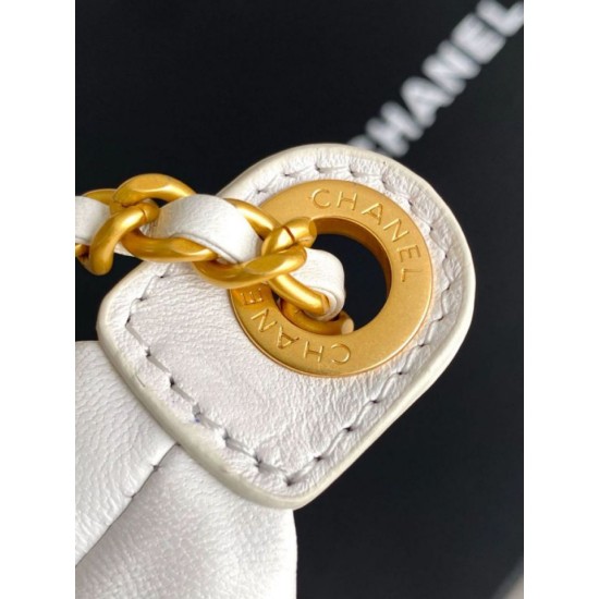 Replica Chanel 25S Hobo Handbag AS5528 Gold-Tone Metal White Clone