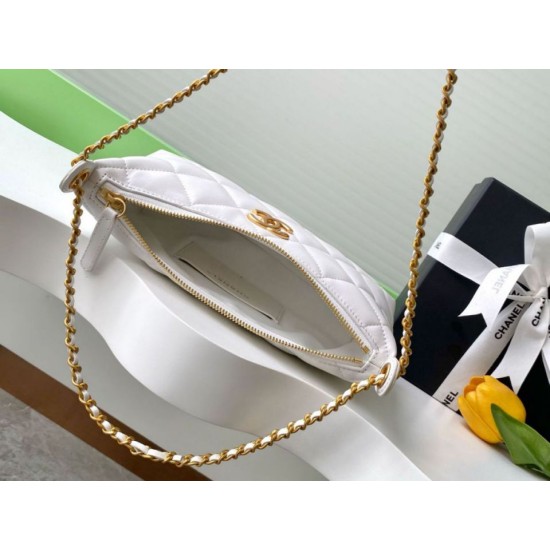 Replica Chanel 25S Hobo Handbag AS5528 Gold-Tone Metal White Clone
