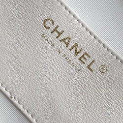 Replica Chanel 25S Hobo Handbag AS5528 Gold-Tone Metal White Clone
