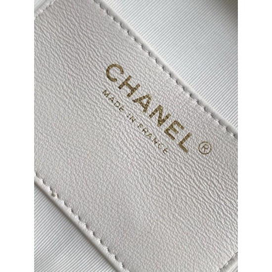Replica Chanel 25S Hobo Handbag AS5528 Gold-Tone Metal White Clone
