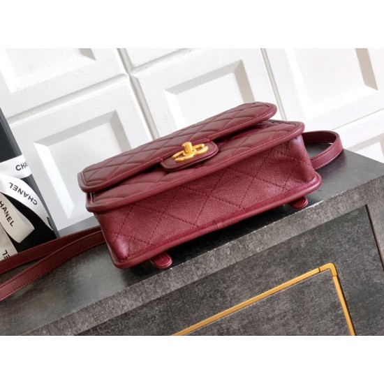 Replica Chanel 25B Clover Series Vintage Backpack AS5715 Grained Calfskin Red Clone