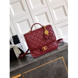 Replica Chanel 25B Clover Series Vintage Backpack AS5715 Grained Calfskin Red Clone