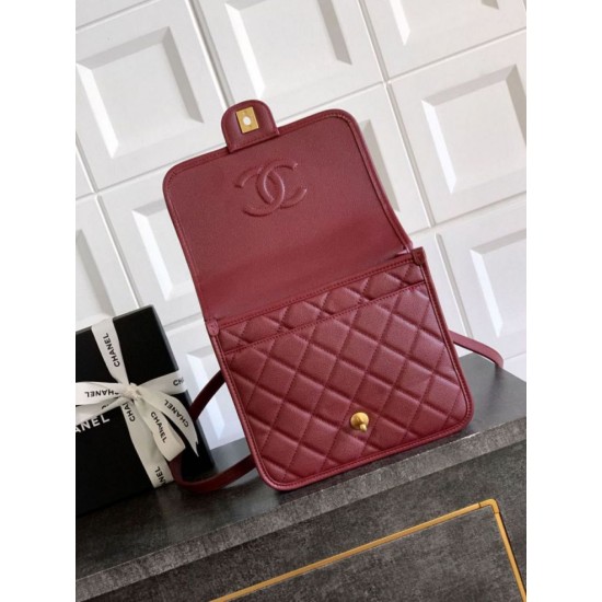 Replica Chanel 25B Clover Series Vintage Backpack AS5715 Grained Calfskin Red Clone