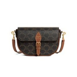 Replica Celine Folcd Shoulder Bag Dark Coffee Clone